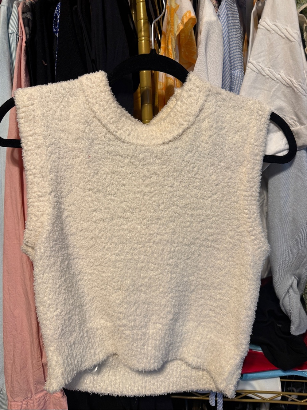Papermoon Cream Bouclé Sleeveless Sweater Vest